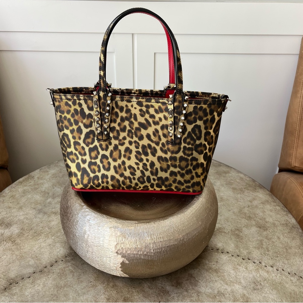 Leopard Print Tote Bag with Red Accents